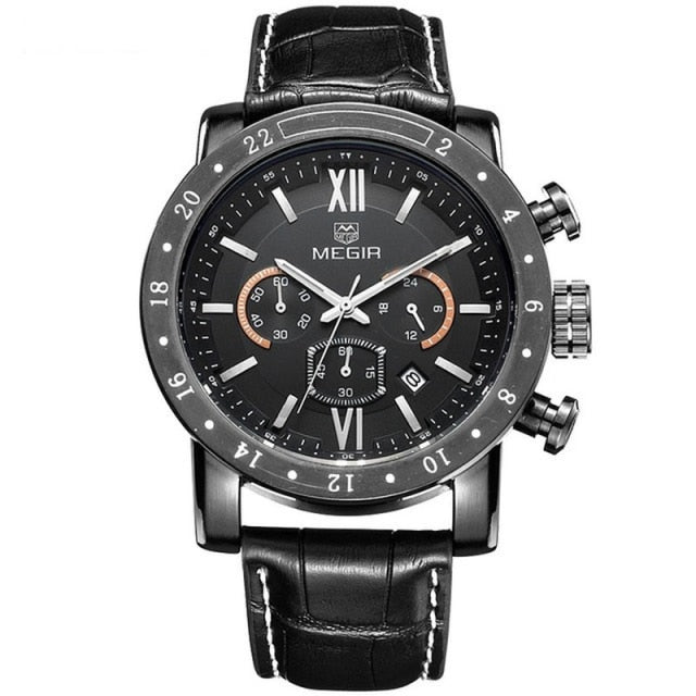 MEGIR Original Quartz Men Watches Stainless Steel Business Wrist Watches Clock Men Large Dial Waterproof Luminous Men Watches
