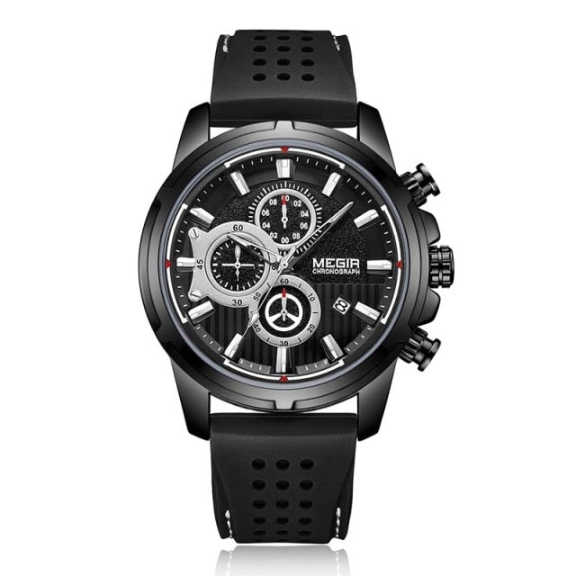 MEGIR Quartz Watch Men Waterproof Silicon Sport Watches Mens Clock Chronograph Wristwatches Military Army Erkek Kol Saati Montre
