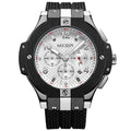MEGIR Quartz Watch Men's Casual 3D Engraved Dial Black Silicone watches 3ATM Water Resistant Chronograph Mens WristWatch