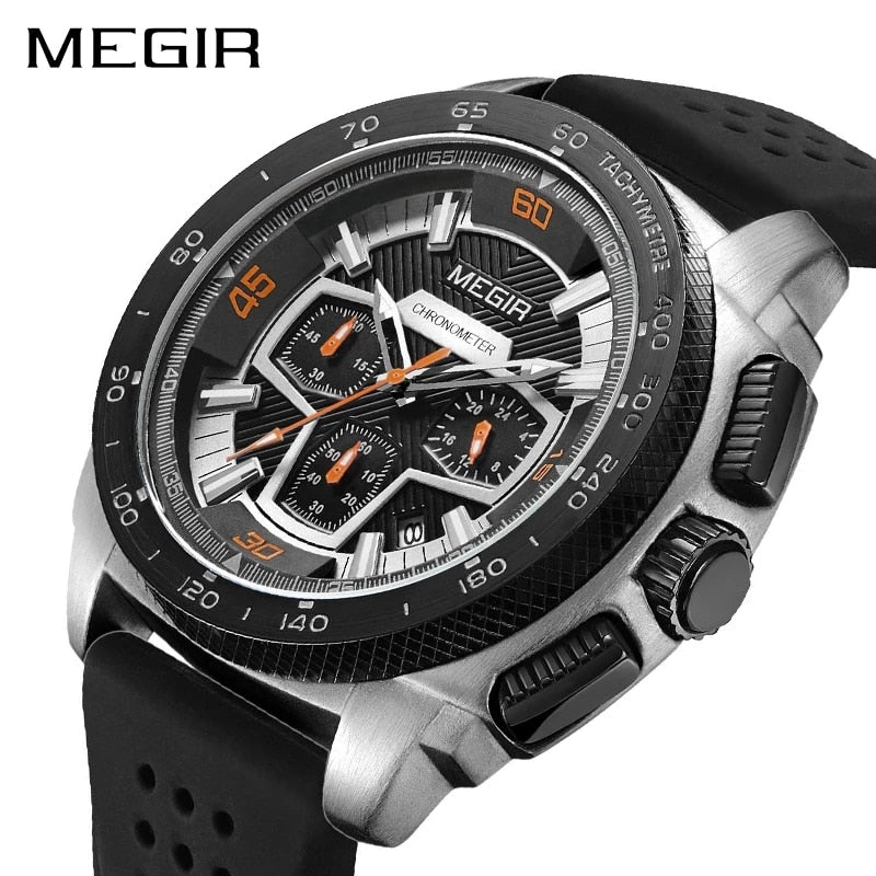 MEGIR Sport Quartz Watch Men Multifunction Luminous Waterproof Chronograph 24 Hours Military Watches Relogio Masculino 2056G