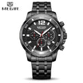MEGIR Sport Watch Men Fashion Stainless Steel Quartz Wristwatch Military Chronograph Clock Business Casual Waterproof Watches