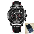 MEGIR Top Brand Black Sports Quartz Men's Watch Leather Luminous Waterproof Watch Calendar Chronograph Watches For Men 2102