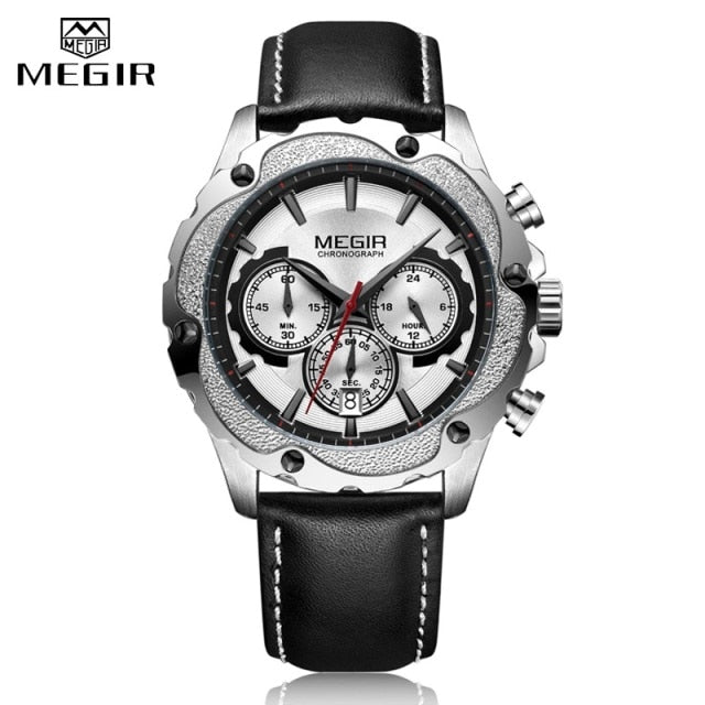 MEGIR Top Luxury Brand Men Watch Waterproof Leather Business Quartz Watches Men Date Military Wristwatch Clock relogio masculino