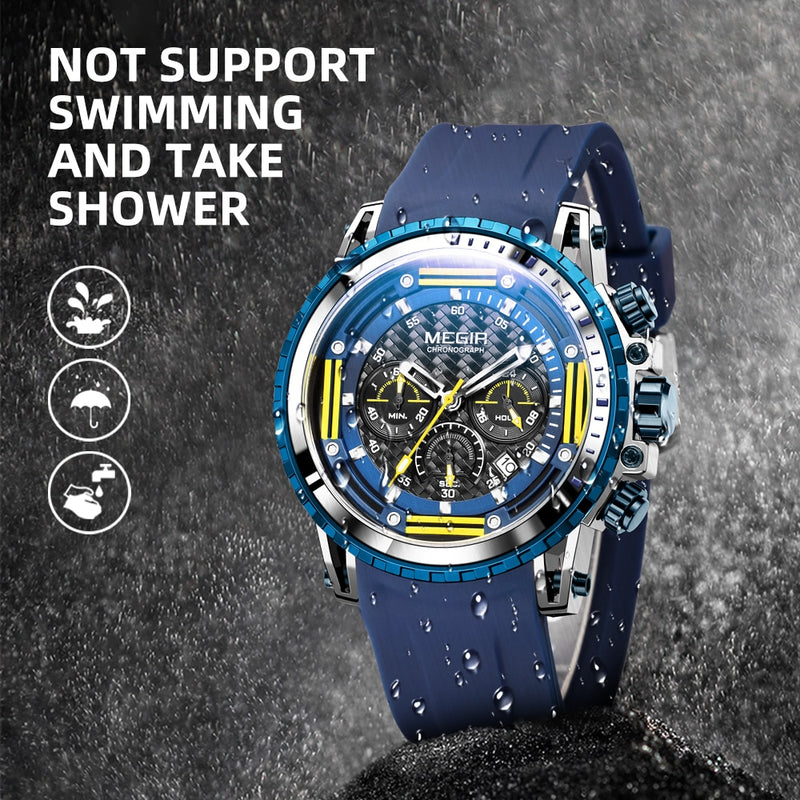 MEGIR Watch Men 2021 New Trend Luminous Waterproof Chronograph Silicone Sports Watch Quartz Men's Watch Watch For Men New Dsign