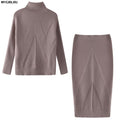 MVGIRLRU Women's Knitting skirt suit women's Costume Sweater suit + Slim Skirt Two-Piece tracksuit