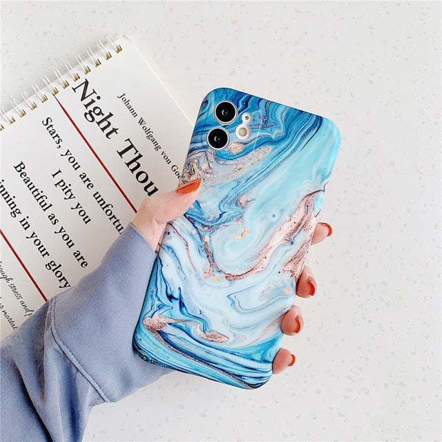 Marble Crack Matte Phone Cases For iphone 12 mini 11 Pro Max SE 2020 XS Max XR X 7 8 Plus Case Cover Silicone Soft TPU IMD Back
