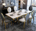 Marble dining table and chair combination rectangular small household stainless steel dining table