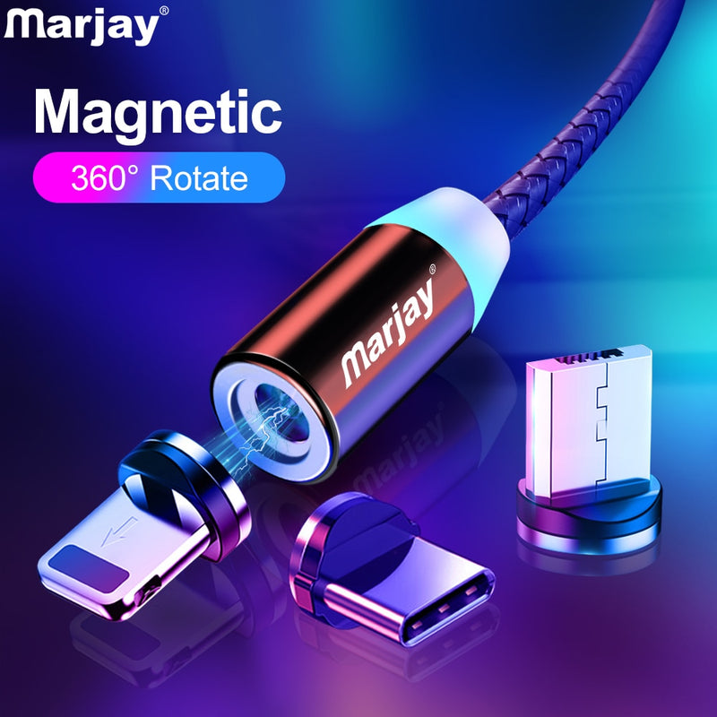 Marjay Magnetic USB Cable For iphone Fast Charging Micro USB Type C Cable For Samsung Xiaomi Huawei Mobile Phone Charger Wire