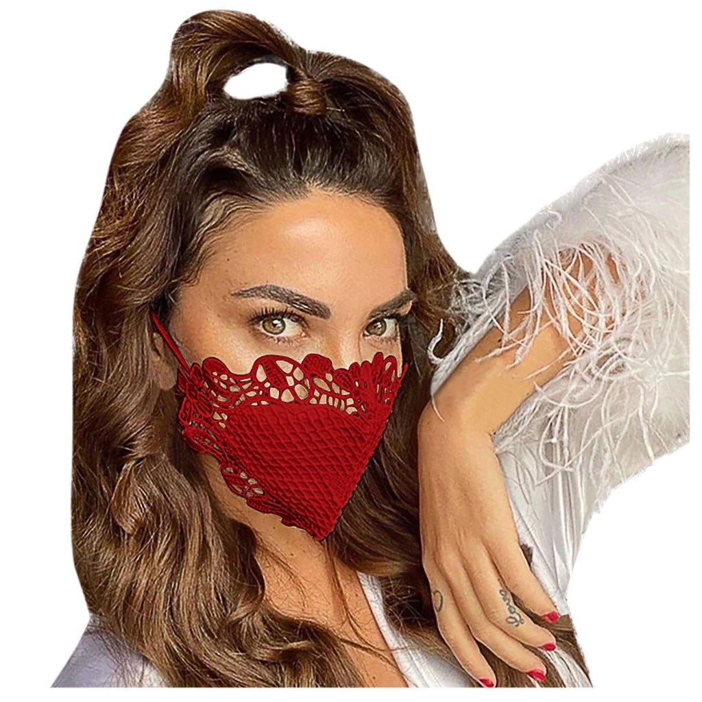 Mask For Face With Adult Women Delicate Lace Applique Washable And Reusable Mouth Face Mask Breathable Halloween Cosplay
