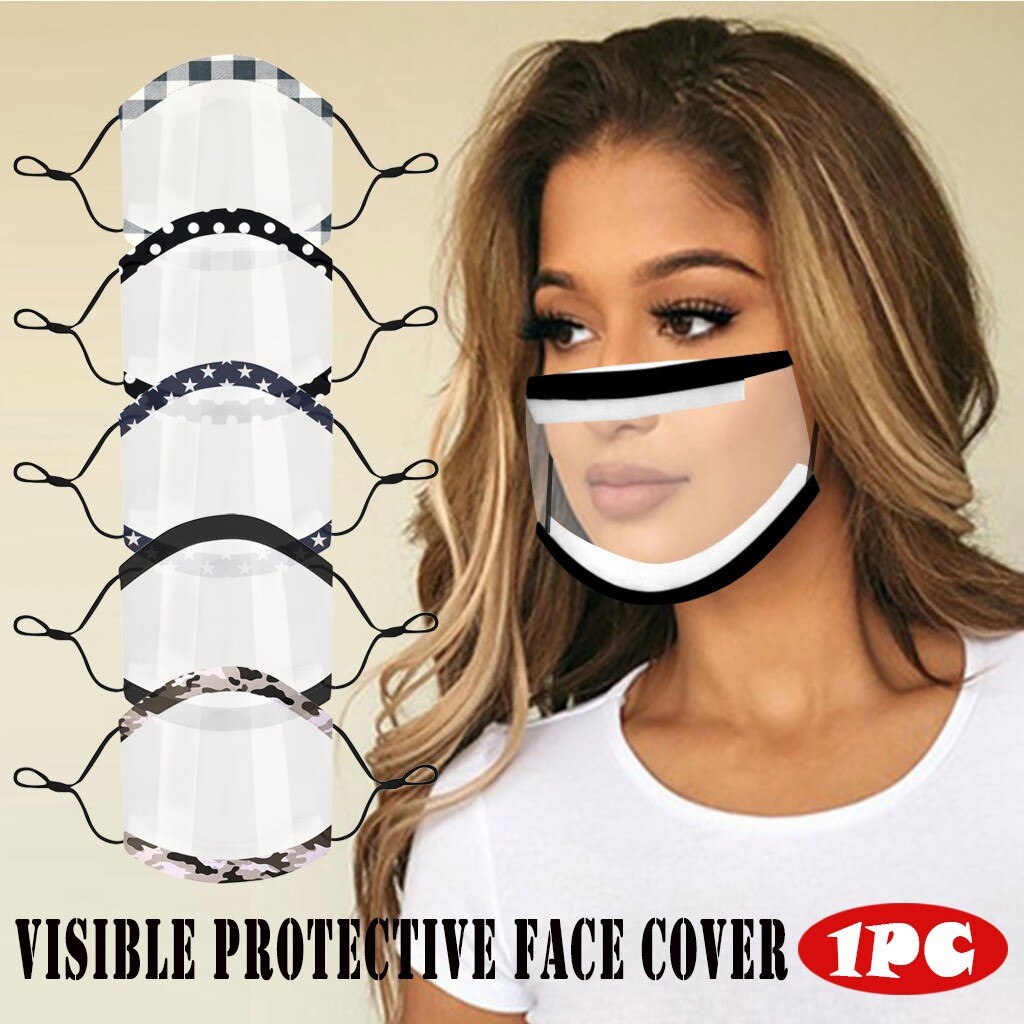 Mask For Face With Clear Window Reusable Face Mask Halloween Cosplay Breathable Protection Print Mask For Face With Adult