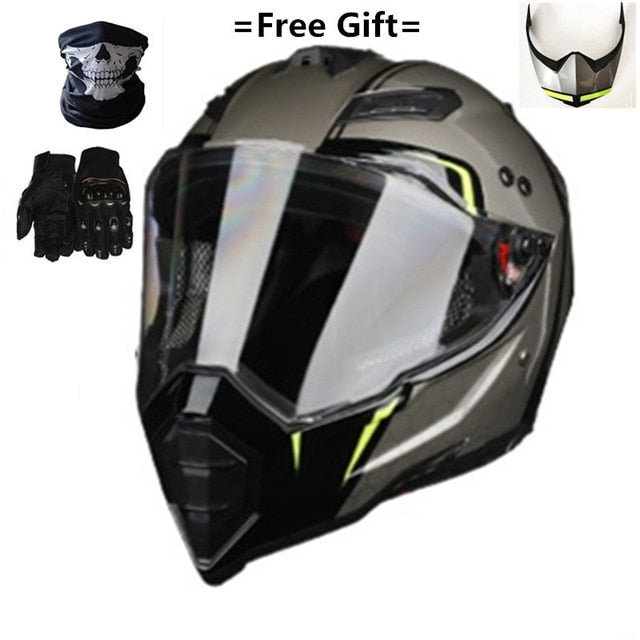 Mate bBack Dual Hilldown Off Road Motorcycle helmet Dirt Bike ATV D.O.T certified (M, White full face casco for moto sport