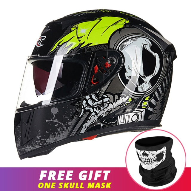 Matte Black Motorcycle Helmet Men Crash Helmets Dual Lens Anti-fog Moto Motorbike Full Face Helmet Motocross Racing Helmet