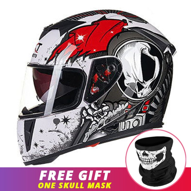 Matte Black Motorcycle Helmet Men Crash Helmets Dual Lens Anti-fog Moto Motorbike Full Face Helmet Motocross Racing Helmet
