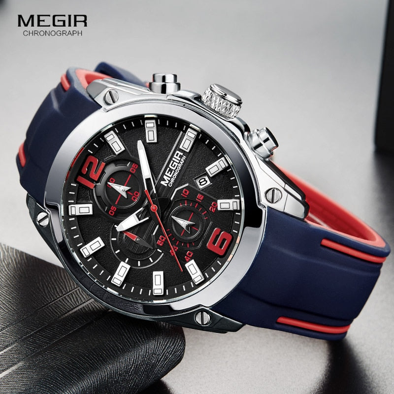Megir Men Sport Quartz Watch 30 ATM Waterproof Multifunction Wristwatch Luminous Hands Casual Watch for Men relogio masculino