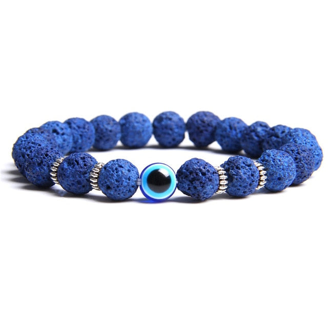 Men Bracelets Evil Eye Bracelet For Women Natural Polished Stone Beads Bracelets Men Blue Tiger Eye Pulsera Erkek Bileklik Homme