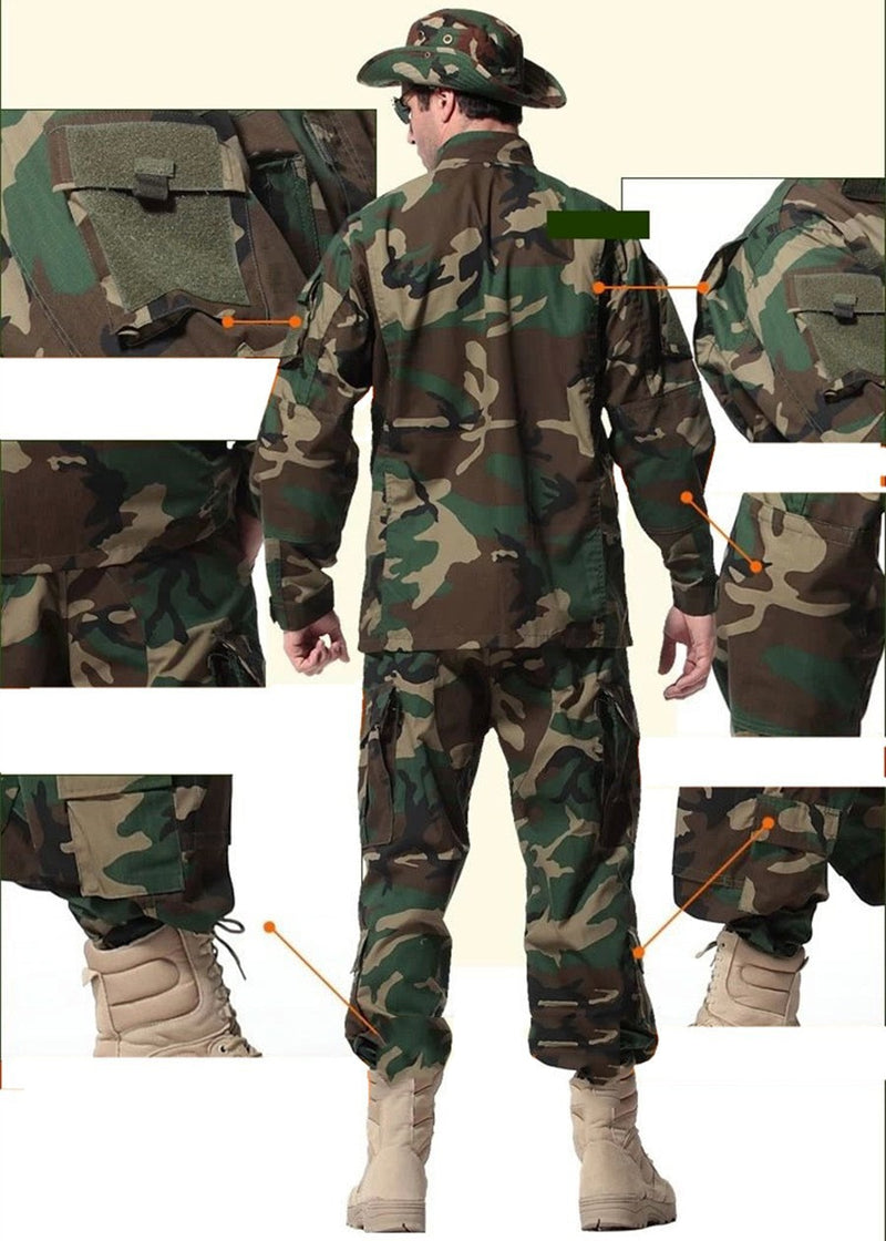 Men Military Uniform Airsoft Camouflage Tactical Suit Camping Army Special Forces Combat Jcckets Pants Militar Soldier Clothes