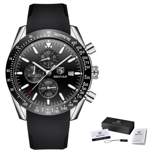 Men Watch BENYAR Top Brand Luxury Full Steel Business Quartz Watch Men Casual Waterproof Sports Watches Clock Relogio Masculino