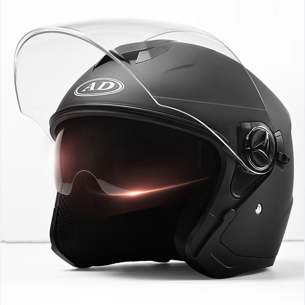 Men half face Helmet Motorcycle Double Lens Helmet Four Seasons Motorbike Off-road Sunscreen Portable