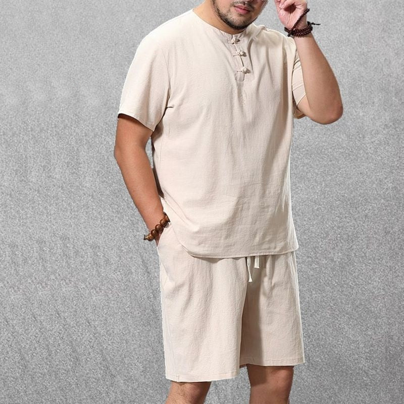 Men's Clothing Large Size Tracksuit 8XL 9XL Linen Short T-shirt Summer Suit Plus Size Clothing Track Suit 5XL Cotton Husband Set