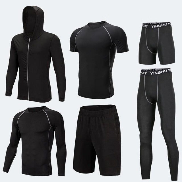 Men's Compression Sportswear Suits Gym Tights Training Clothes Workout Jogging Sports Set Running Tracksuit Quick Dry Plus Size