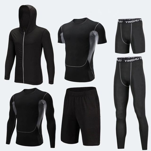 Men's Compression Sportswear Suits Gym Tights Training Clothes Workout Jogging Sports Set Running Tracksuit Quick Dry Plus Size
