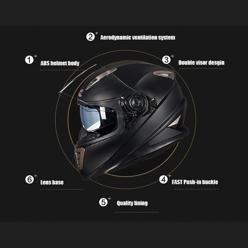Men's Motorcycle Double visor Helmets Protective Guard full face helmets motorbike M L XL size Racing riding DOT ECE22-05 helmet