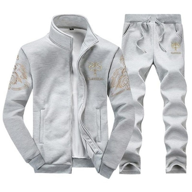 Men's Tracksuit Sportswear Sets Spring Autumn Casual Tracksuits Men 2 Piece Zipper Sweatshirt + Sweatpants Brand Track Suit Set
