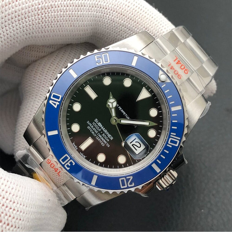 Men's Watch Automatic Mechanical Watch Stainless Steel Sapphire Waterproof Business Watch Male Blue 0 Water 0 Ghost Noob 1:1