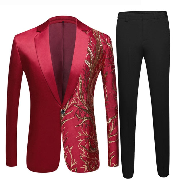 Men's black  Sequin Party Blazer Slim Fit Wedding Party Suit Jackets High Quality singer high density sequined Blazer suits