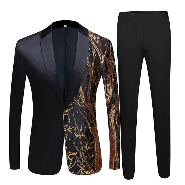 Men's black  Sequin Party Blazer Slim Fit Wedding Party Suit Jackets High Quality singer high density sequined Blazer suits