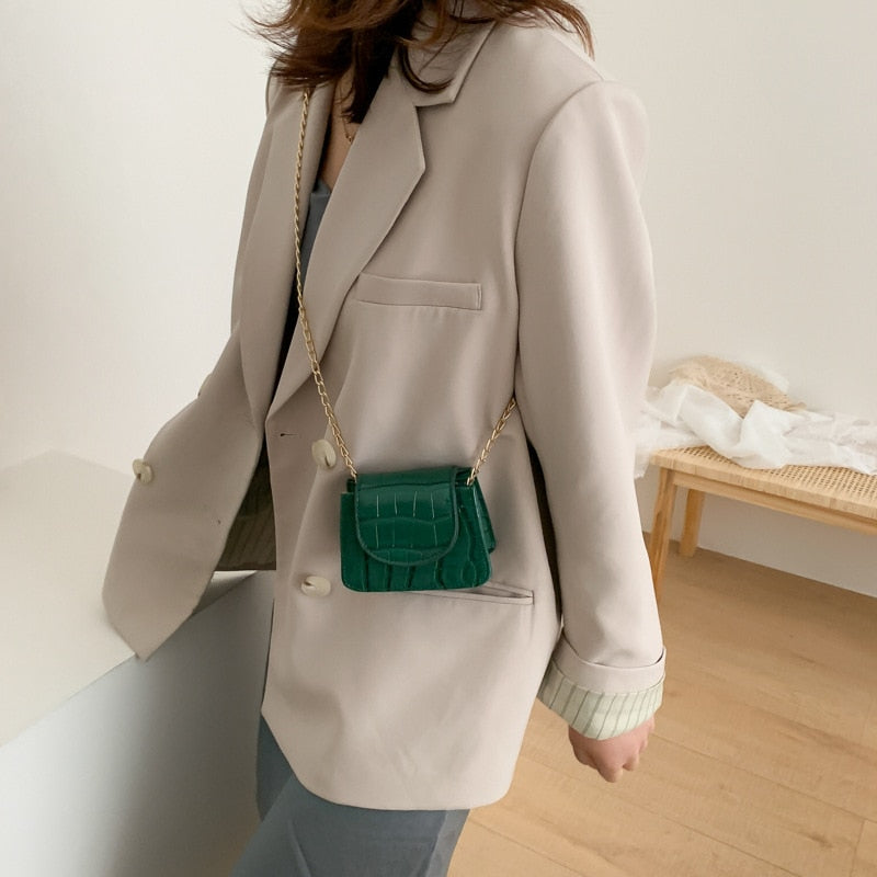 Mini Small Square Flap Bag Brand Fashion New Quality PU Leather Women's Handbag Crocodile Pattern Chain Shoulder Messenger Bags