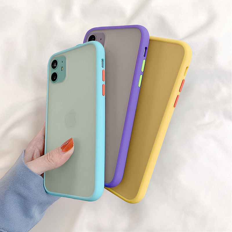 Mint Hybrid Simple Matte Bumper Phone Case For iPhone 12 11 11Pro Max XR XS Max 6S 8 7 Plus Shockproof Soft Silicone Clear Cover