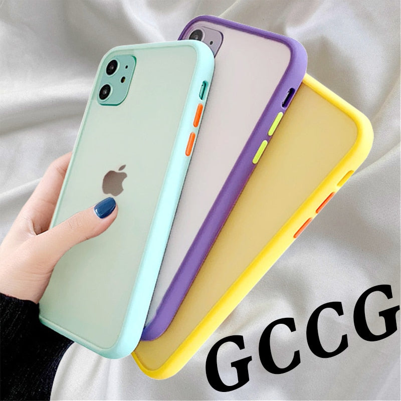 Mint Simple Matte Bumper Phone Case for iphone 11 Pro XR X XS Max 12 6S 6 8 7 Plus Shockproof Soft TPU Silicone Clear Case Cover