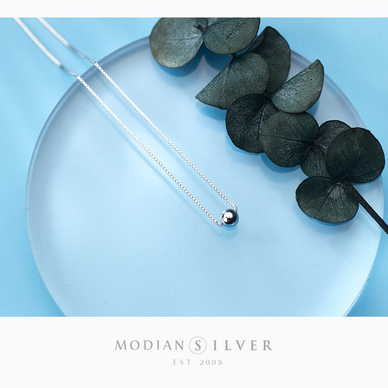 Modian Trendy Tiny Simple Bead Necklace Pendant New Sale 100% 925 Sterling Silver Round Jewelry For Women & Girls Party Gift