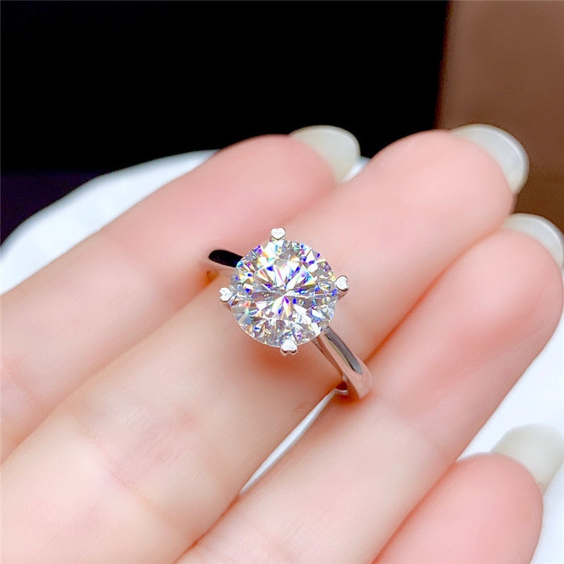 Moissanite Ring 0.5CT 1CT 2CT 3CT VVS Lab Diamond Fine Jewelry for Women Wedding Party Anniversary Gift Real 925 Sterling Silver