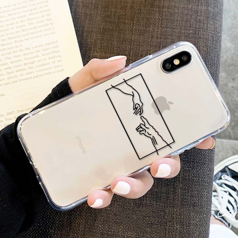 Mona Lisa Art David lines Painted Pattern Case For iPhone 12 11 XS MAX XR 6s 7 8 Plus SE2020 Transparent TPU Phone Cover Coque