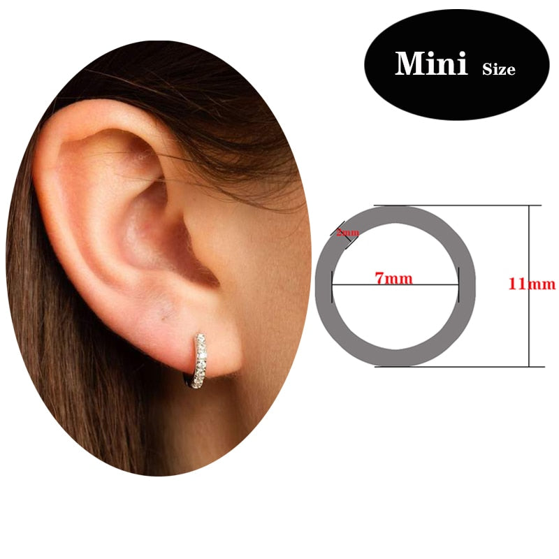 Moonmory 2020 100% Real 925 Sterling Silver Huggie Hoop Earrings With Stones Rainbow Spike Earrings With CZ For European Women