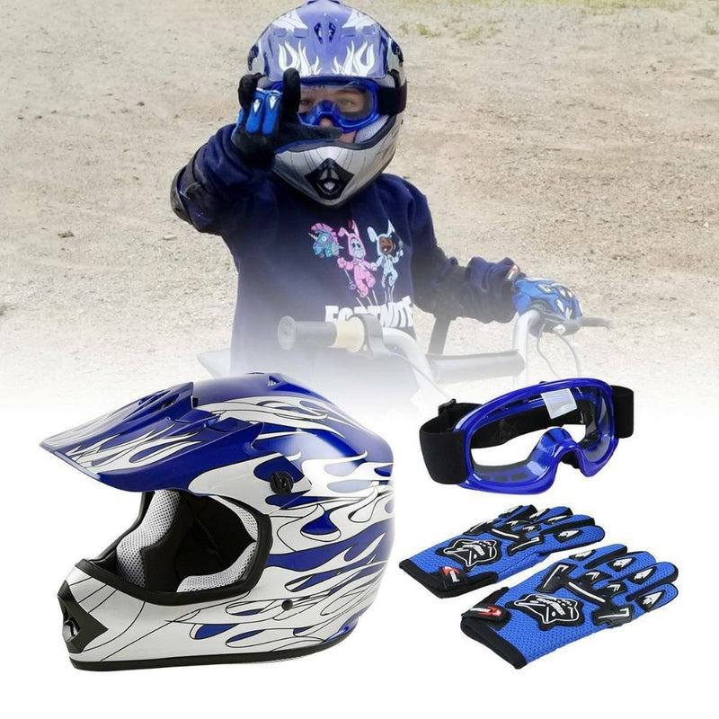 Motorcycle DOT Sports Safty Helmet Youth Kid Child Red Spider Net Dirt Bike Motocross ATV Helmet Goggles+Gloves S~XL full face