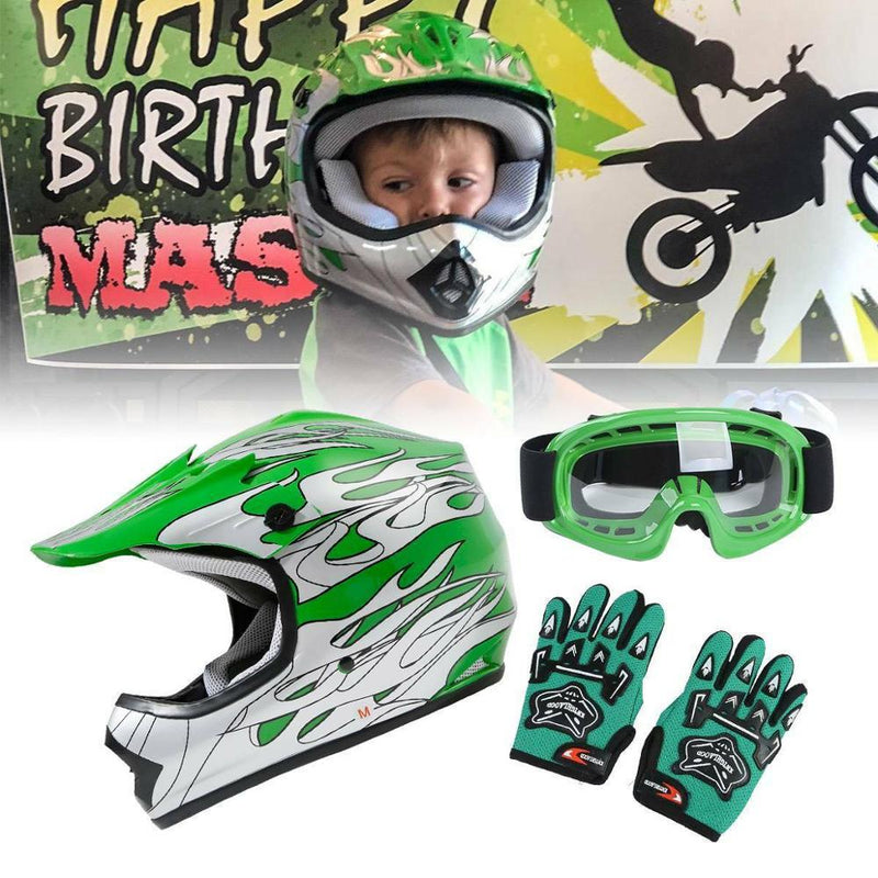 Motorcycle DOT Sports Safty Helmet Youth Kid Child Red Spider Net Dirt Bike Motocross ATV Helmet Goggles+Gloves S~XL full face