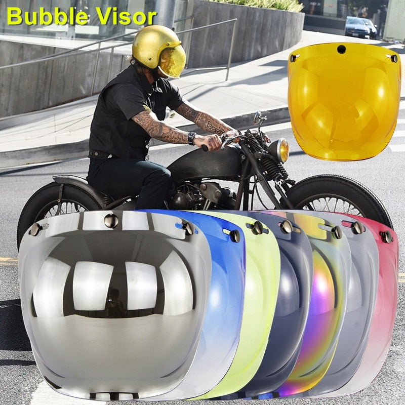 Motorcycle Helmet Bubble Visor Flip Up Open Face Bubble Helmet Visor High Strength Motorcycle Helmet Accessories for Casco Moto