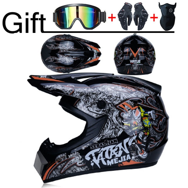 Motorcycle Helmet Professional New Motor Off-road Helmet  Downhill  Racing Motocross Casque Moto Helmet 3 Free Gift Suitable Kid