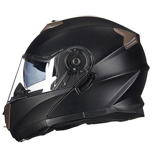Motorcycle Helmet Racing Modular Dual Lens Motocross Moto Helmet Full Face Helmets Flip Up Casco Moto Capacete Casque Black