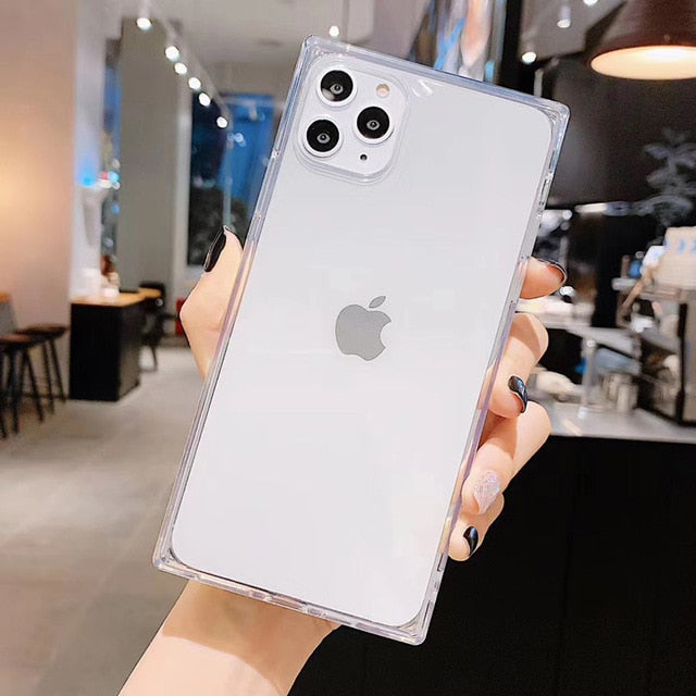 N1986N Phone Case For iPhone 12 Mini 12 11 Pro X XR XS Max 6 6s 7 8 Plus Fashion Square Design Candy Color Clear Soft TPU Case