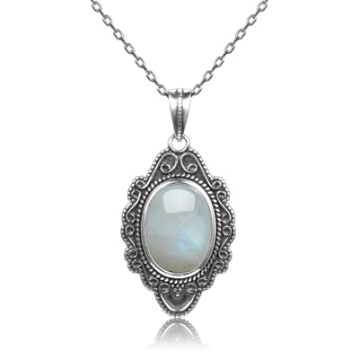 NASIYA Classic Natural Moonstone Necklace Pendants 925 Sterling Silver Jewelry For Women Party Valentine Day Gifts With Chain