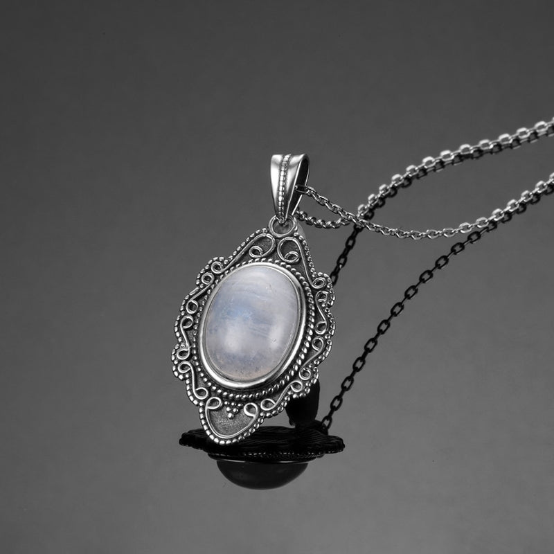 NASIYA Classic Natural Moonstone Necklace Pendants 925 Sterling Silver Jewelry For Women Party Valentine Day Gifts With Chain