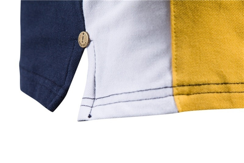 NEGIZBER 100% Cotton Badge Embroidery Polo Shirt for Men Short-sleeved Patchwork Men's Polos Quality Summer Brand Men Clothing