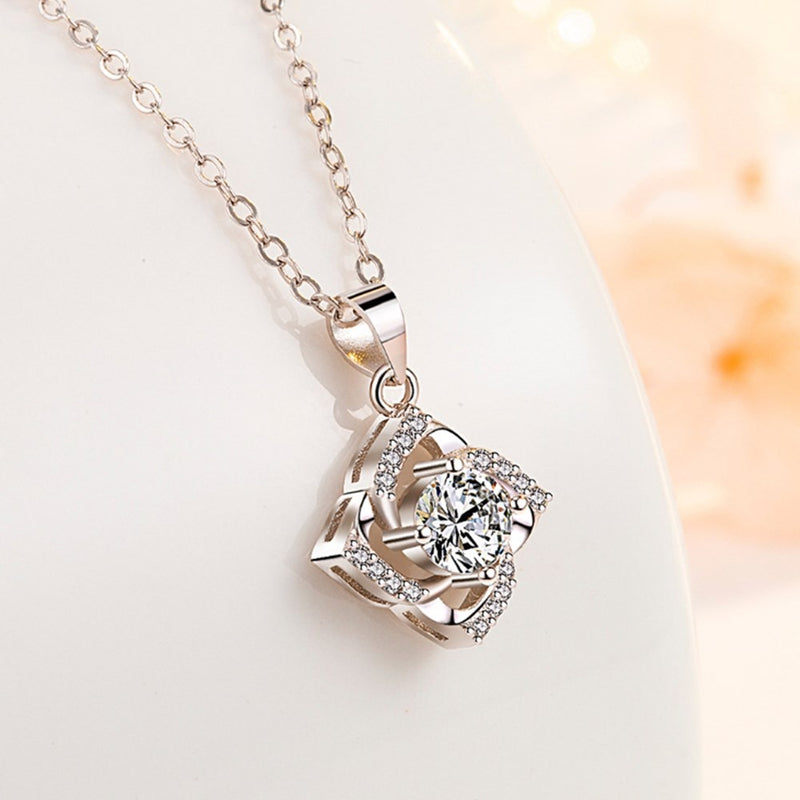 NEHZY 925 Sterling Silver New Woman Fashion Jewelry High Quality Crystal Zircon Flower Clover Pendant Necklace Length 45CM