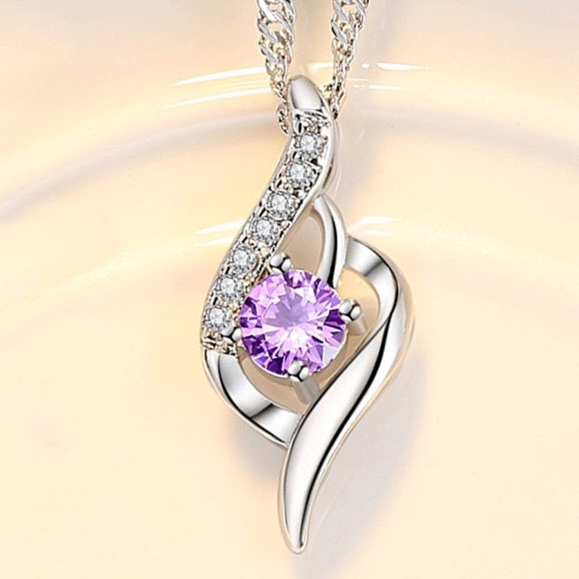 NEHZY 925 Sterling Silver New Woman Fashion Jewelry High Quality Crystal Zircon Heart Pendant Necklace Length 45CM