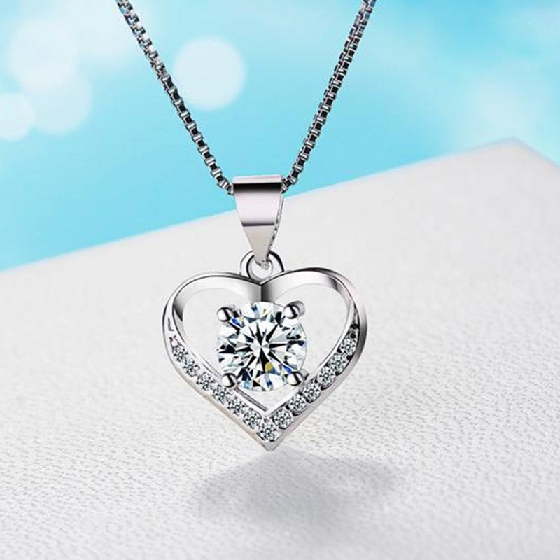 NEHZY 925 Sterling Silver New Woman Fashion Jewelry High Quality Crystal Zircon Heart-shaped Retro Pendant Necklace Length 45cm