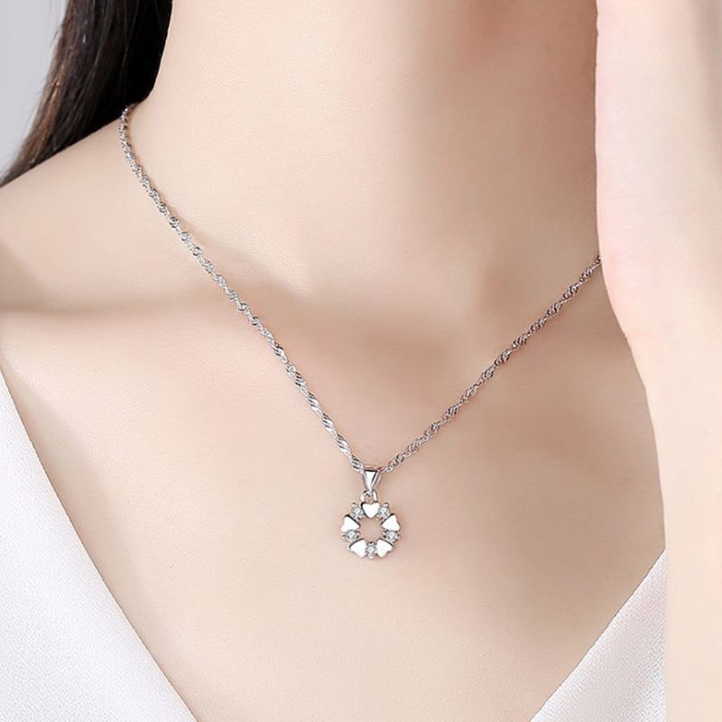 NEHZY 925 Sterling Silver New Woman Fashion Jewelry High Quality Crystal Zircon Simple Heart Pendant Necklace Length 45CM